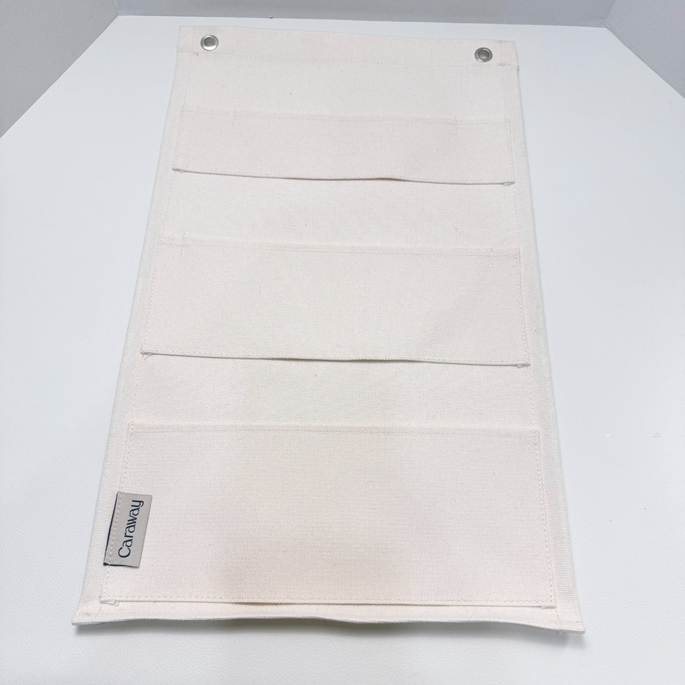 Caraway Cream Canvas 3 Lid Holder -Fits 1 Small, 1 Medium, 1 Large Lid  No hooks